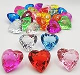 Sdhgerh 15 Stück Herz Diamanten Große 40mm Bunte Dekosteine Deko Acryl Edelstein für Kinder Spiel Glitzer Dekosteine Herzen Größe Streudeko Diamanten