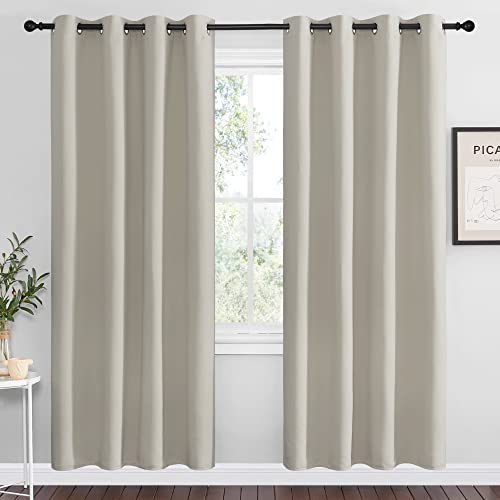 Image of NICETOWN Natural Room Darkening Curtains 78 inch Long for Boho Farmhouse Home Decoration, Window Treatment Total Privacy Drape Panels for Bedroom Living Room Guest Room (55 inch Wide, Set of 2)
