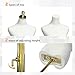 Bonnlo Female Dress Form for Clothing Presentation, Height Adjustable Women Mannequin Torse Body with Stable Gold Finish Metal Stand, Clothing Dress Jewelry Display Sewing Model (Beige, Regular)