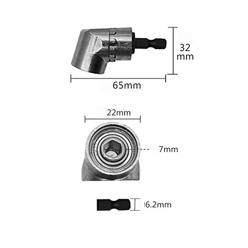 HALJIA Hoekschroevendraaier opzetstuk adapter met 1/4 inch 105 graden snelwissel- en magnetische bithouder, hoekschroevendraaier hoektransmissie - Afbeelding 5
