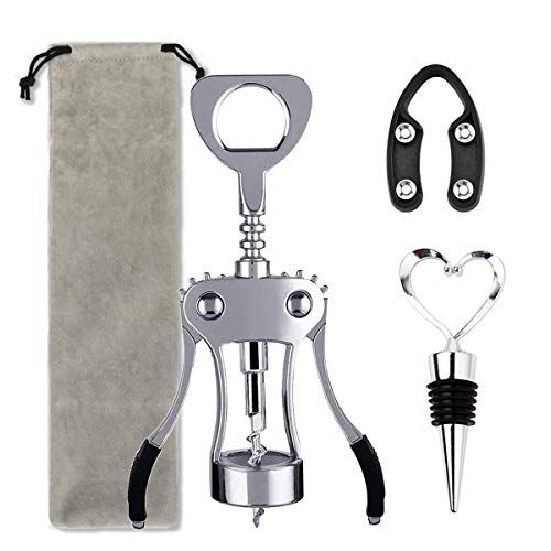 ABsuper Flügelkorkenzieher Aluminiumfolienschneider herzförmiger Stopfen für alle Weinkorkenzieher geeignet hochwertiges Edelstahlkorkenzieher-Kit ergonomisches Design handgefertigtes flügelförmiges