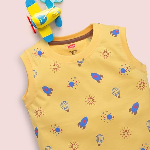 Image of LuvLap Baby Boys Regular Fit 100% Cotton Sleeveless Boys T-Shirt & Shorts Set Pack of 3