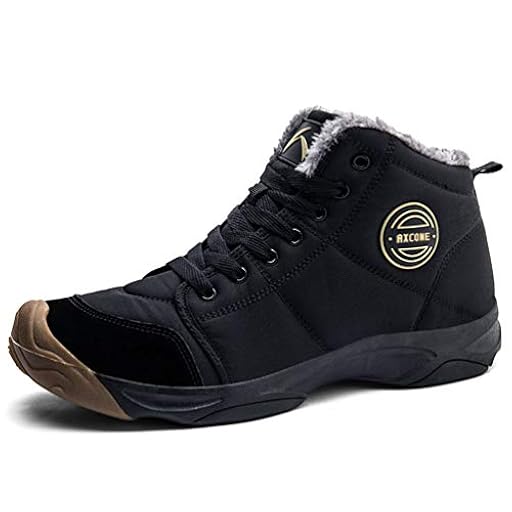 Axcone Hombre Mujer Botas de Nieve Invierno Aire Libre Trekking Zapatos Impermeable Antideslizante Calientes Botines Planas Negro 44EU | Ya disponible en tu tienda friki favorita! En mundofriki.es!