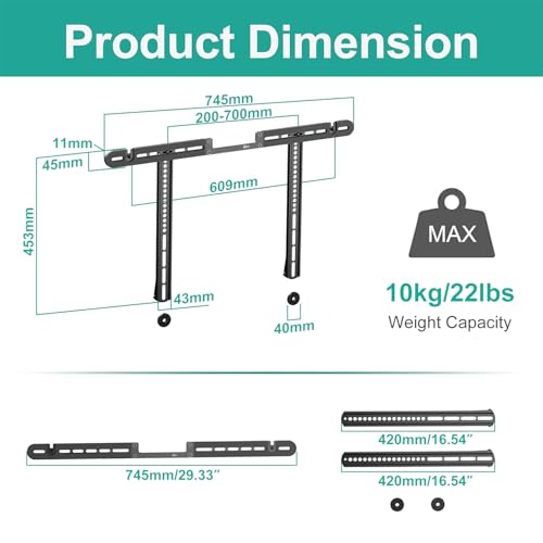Image of WALI Sonos Arc TV Mount for Sonos Arc & Sonos Arc Ultra, Soundbar Mounting Bracket up to 22 lbs, 2 Installation Under or Above TV, Hidden Design, Hardware Kit Included