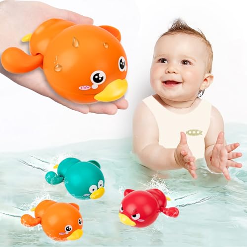 Image of Bath Toys, Swimming Duck Baby Bath Toys for Toddler 1-3, Water Pool Floating Wind Up Toys for 1 Year Old Boy Girl Gifts, Infant Toddlers Kids Bathtub Toys, 3 Pack