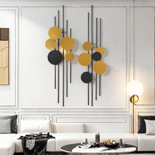 HYVAKUPPA 2 Pieces Large Metal Wall Decor 3D Modern Aesthetic Wall Sculptures 11.2''x 38.8''Luxury Geometric Circular Decor Wall Art Artwork for Bedroom Dining Living Room Wall Decorations - Image 6