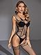 Catsuit mit Strumpfhalter-Design - Schwarz