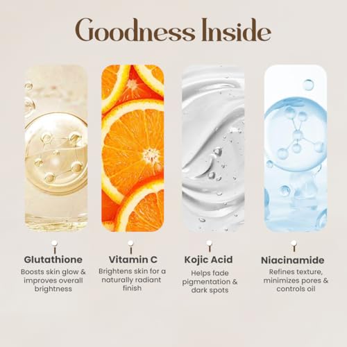 Image of Glamveda Glutathione Skin Brightening | Face Wash, Peel-Off Mask, Serum, Cream, Sunscreen, Under Eye Cream & Soap| 7 Step Skincare Combo for Glowing, Even-Toned Skin