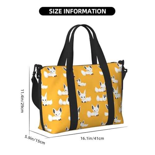 Laptop Tote Bag for Women Work - Cute Cartoon Fox Print Weekender Overnight Bags for Women Travel, Gym Duffle Bag for Men, Personal Item Crossbody Travel Bags for Men Carry On2