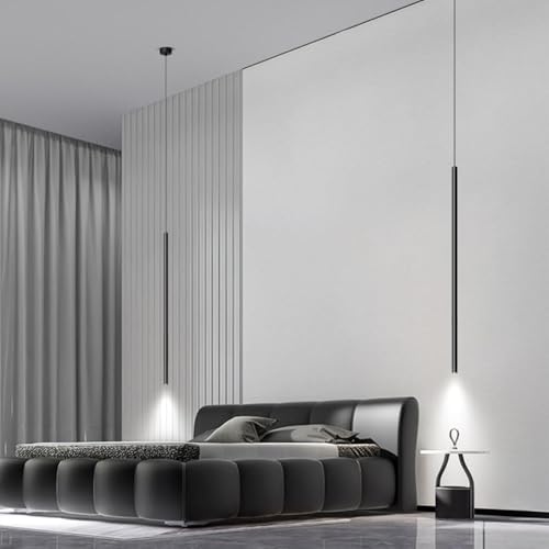 Lámparas de suspensión LED modernas de tubo metálico negro para proyectos de interiorismo sutil 3