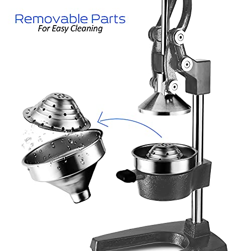 Joytable Citrus Juicer - Professional Hand Juicer Citrus Squeezer - 7 Pc Juicer Press - Metal Grapefruit, Orange & Lemon Juicer Squeezer With Glass Bottles, Sleeves & Funnel - Gray #TOP5