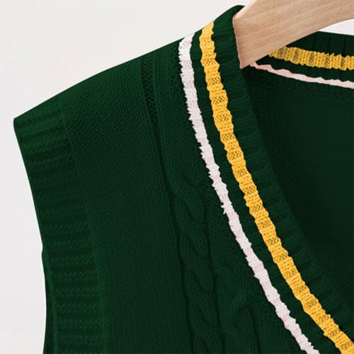 Boys Cable Knitted Sweater Vest Uniform V-Neck Unisex Sleeveless Crop Tank Tops for Teen Kids Pullover Knit Waistcoat3