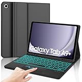 YNNHUDEEP Teclado para Samsung Tab A9 Plus con Trackpad, Funda Teclado con Touchpad para Samsung Tab A9+/A9 Plus 11' 2023, Español Ñ Teclado retroiluminado Bluetooth para Tablet A9 Plus, Negro