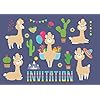Edition Colibri 10 cartes d’invitation avec LAMAS ou ALPAGAS en français pour l’anniversaire d’un enfant ou pour une…
