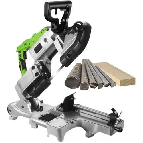 levigationlu Sierra De Cinta Portátil De 1100W con Hoja De Sierra, Cortadora De Metal Portátil, Base De Aluminio Extraíble, Rango De Corte De 120mm, Luz LED