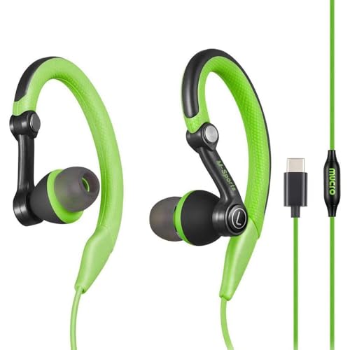 mucro Headphone WireType-C Plug in-Ear Sport Earhook Earbuds Over Ear Wired Wired Stereo Headphones for Jogging Gym (Green) (Green) (green)