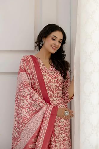 Ensemble kurta en vieux rose avec finitions cousues main et motifs Ikat haut de gamme - 2