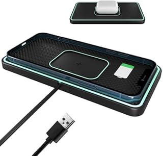 Wireless Car Charger Pad, Polmxs 15W Fast Qi Wireless Charger, Non-Slip Wireless Charging Pad Car Charger, Ultra Slim Car Phone Mat for AirPods 3/Pro/iPhone 14/13/12/11/X, Samsung S22/S21/S20/10+/S10
