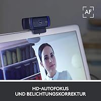 Logitech C920s HD PRO Webcam, Full-HD 1080p, 78° Blickfeld, Autofokus, Belichtungskorrektur, USB-Anschluss, Abdeckblende, Für Skype, FaceTime, Hangouts,etc., PC/Mac/ChromeOS/Android/Xbox One -Schwarz – Ansicht 5