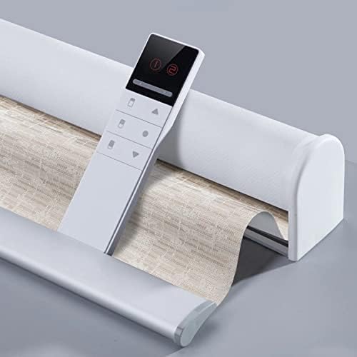 TIPIACE Hard-Wired or Rechargeable Motorized Smart Blinds Remote Control Full blackout Thick Jacquard Fabric Roller Shade for Office Home Compatible Alexa Google via Hub(Khaki)