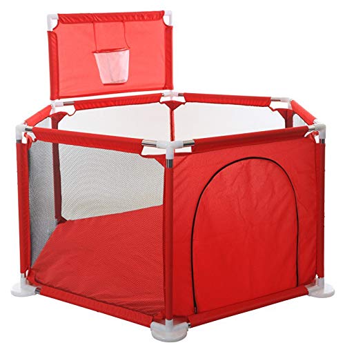 YFASD Baby Playpen Safety Fence 6 Panel Kids Activity Center and Ball Pit Set for Indoors for Babies/Toddler/Newborn/Infant Safe Crawling,A