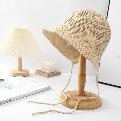 Sombrero de paja tejido con ala ancha para sol miniatura 3