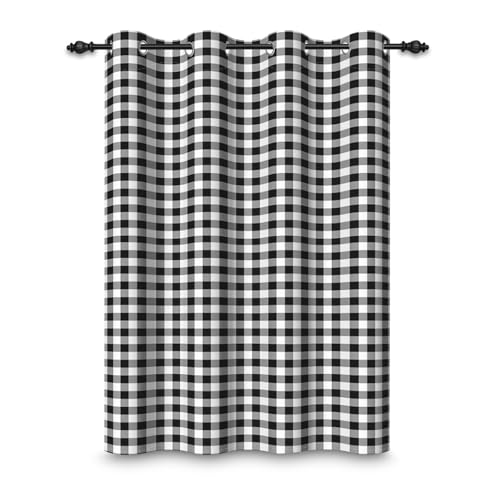 ggaimwf 107x215cm Cortina con Ojales Cuadros Blanco y Negro,1 Panel