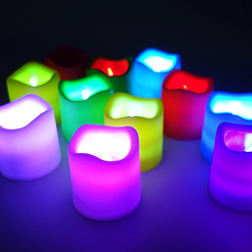 Set of 12 Colour Changing Flickering Flameless LED Candle Light Tea light Mood Light (Battery include) for Wedding Party Club Decor in White LD027