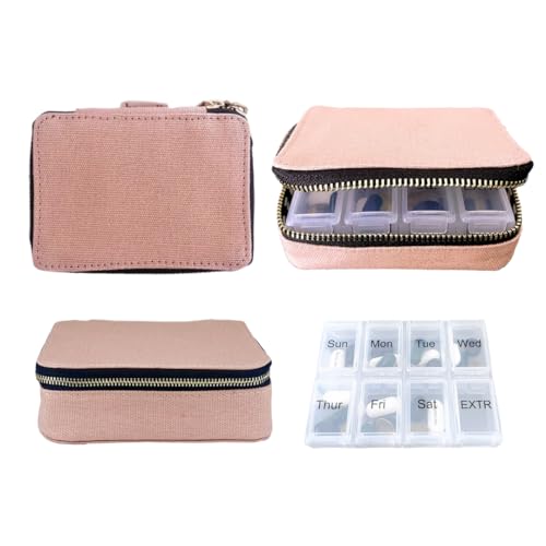 Pilulier hebdomadaire chic Bag-all en coton avec finitions dorées