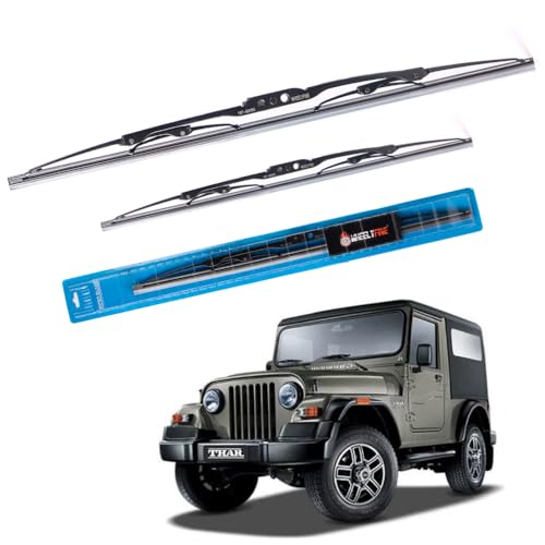 Image of Windshield Car Wiper Blades Metal Frame Water Repellant Cleaning Wiper Blades Refills Best for Mahindra Thar Hard Top (1996-1997) Dr 12 inch /Pa 12 inch