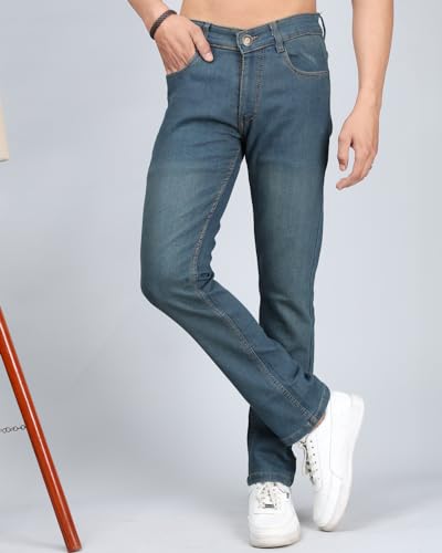 Image of EYEBOGLER Men's Regular Fit Cotton Denim Stretchable Jeans | Stylish, Comfortable, and Fashionable | Full Lenght| Straight Fit | Casual and Flexible