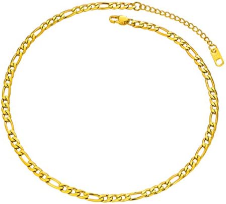 PROSTEEL Figaro Chain Gold Choker Necklace 4mm Dainty Cute Chains 14 Inch Chocker Layered Necklaces For Women Teen Girls