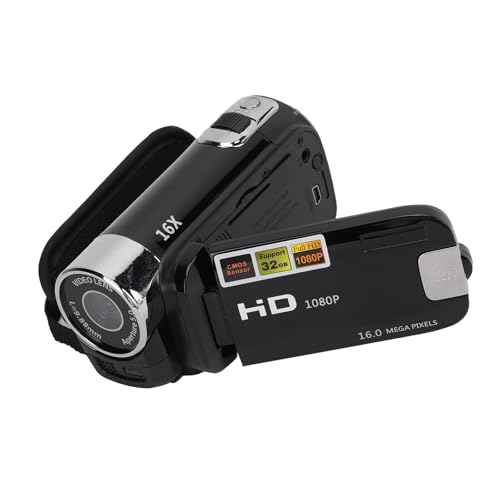 Handheld Video Camcorder, 1080P 16MP DV Camera 16x Digital Zoom Video Camera, 2.7in TFT Rotatable Screen with USB Cable Black, Vlogging Video for Kids Digital Zoom