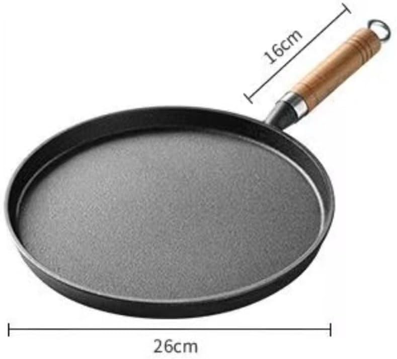 Household Thick Walled Cast Iron Flat Bottomed Pan for Cooking Steaks Pizza Non Stick
