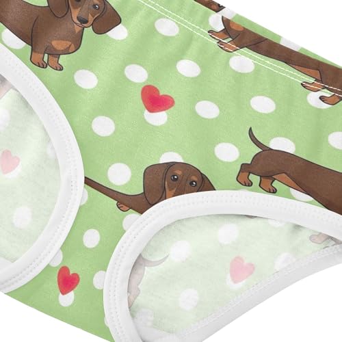 Cute Brown Dachshund Dogs Green Toddlers Underwear Floral 2t Cotton Panties Little Girl Fun Print Briefs Undies Kids4