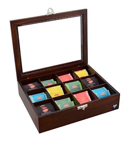 Porta-Chá Total Luxo Madeira Maciça 12 Divisórias