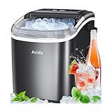 Aridis Eiswürfelmaschine Kleine 9 Eiswürfel in 6 Min,12kg/Tag - Selbstreinigende Eiswürfelmaschine,2 Eiswürfel Größen,mit Eisschaufel Eiswürfelkorb,Eiswürfelbereiter Ideal für Küche,Büro,Party, Bar