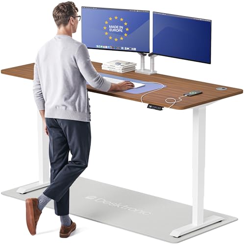 Image of Desktronic HomePro Standing Desk 80x30 - Made in Europe, Ergonomic Sit Stand Home Office Desk, Electric Height Adjustable, Dual Motor, USB & USB-C Charging, Wobble-Free, Touchscreen, 3 Memory Presets