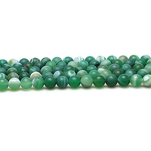 Mjdcb Natural Stone Beads Matte Green Stripe Agate Round Loose Beads For Jewelry Making Diy Bracelet Necklace (8Mm) #TOP2