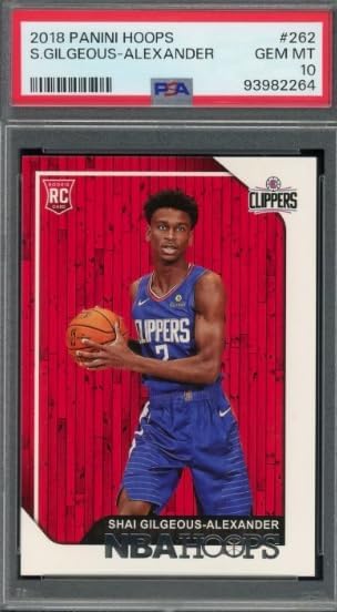 2018 Panini Hoops Shai Gilgeous-Alexander Rookie RC Basketball Card Graded PSA 10 Gem Mint card #262