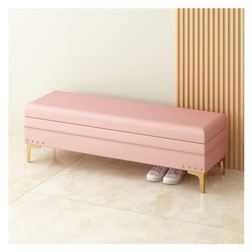 NEBE Taburetes Otomano Banco de Almacenamiento tapizado con Borde Clavo | otomana for Sala Estar y Dormitorio | Muebles Decorativos for el hogar(Pink,80 * 40 * 40cm)