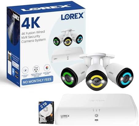 Lorex 4K 2TB 16-Channel (8 Wired + 8 WiFi) Fusion Indoor/Outdoor Security Camera System with Three IP PoE Bullet Cameras | Smart Security Lighting | IP67 | Smart Motion Detection | 2-Way Talk | Siren
