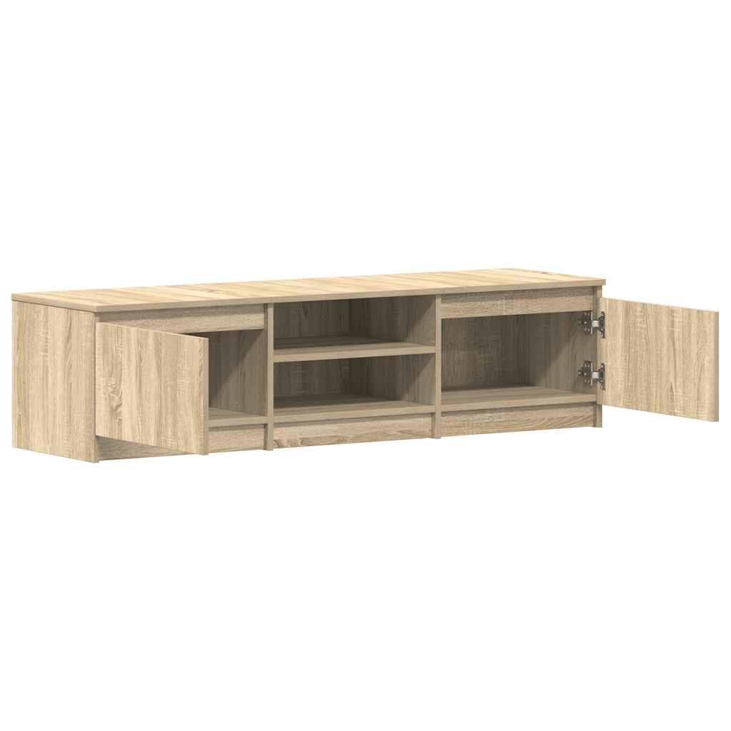 Générique TV-Möbel Eiche Sonoma, 140 x 40 x 35,5 cm, Holz | 2 Türen, 2 offene Fächer, einfach zu montieren, Reinigung mit feuchtem Tuch