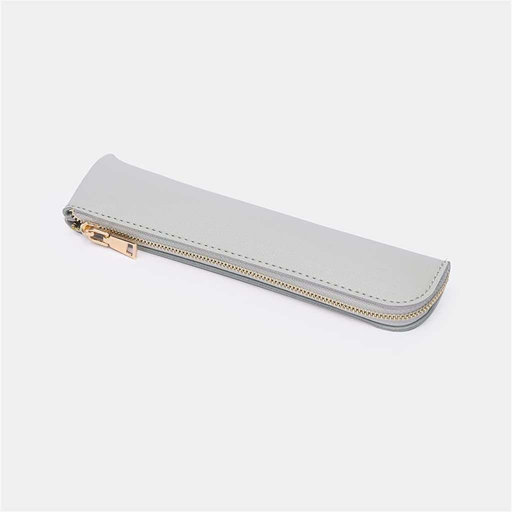 Estuche para lápices de cuero PU para estudiantes de escuela Estuche para lápices Organizador de papelería Estuche pequeño para lápices de pequeña capacidad literaria fresca (E, 20 * 1 * 4.5 cm) (F