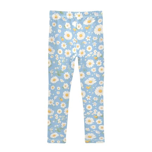 KLL Polka Dots and Tender Chamomile Flowers Toddler Girl Basic Leggings Comfortable Full Length Activewear Gym2