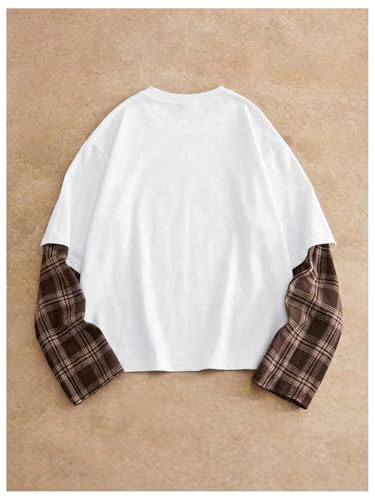 Image of VIPWOLF Men's Number Graphic Long Sleeve Jersey Shirts Oversized Y2K Round Neck 2 in 1 T-Shirts Streetwear Top
