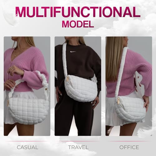 Image of Puffer Tote Bag Shoulder Bag for Women Crossbody Nylon Quilted Puff Tote Bag Hobo Handbag Lightweight