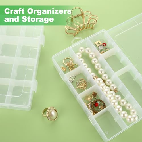 Image of APACALI 12 Pack 12 Grids Plastic Organizer Box with Dividers, 18 Compartment (+stickers), Tackle Box Organizers and Craft Storage Clear Small Parts Organizer, Fishing Organizer Box for Art DIY Beads
