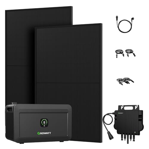 Balkonkraftwerk mit Speicher Growatt NOAH 2000 Speicher 2048Wh mit 1800W PV-Eingangsleistung IP66 und Bifaziale 900W Solarmodule für Balkonkraftwerk 0% MwSt (NOAH 2000 * 1+NEO800W+900W)