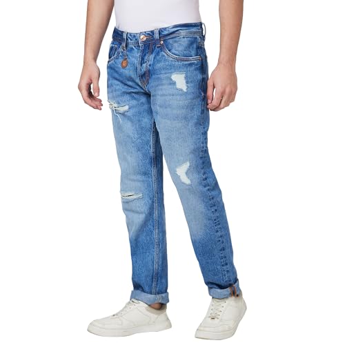 Image of Spykar Men's Kano Slim Fit Mid-Rise Jeans (Ankle Length)